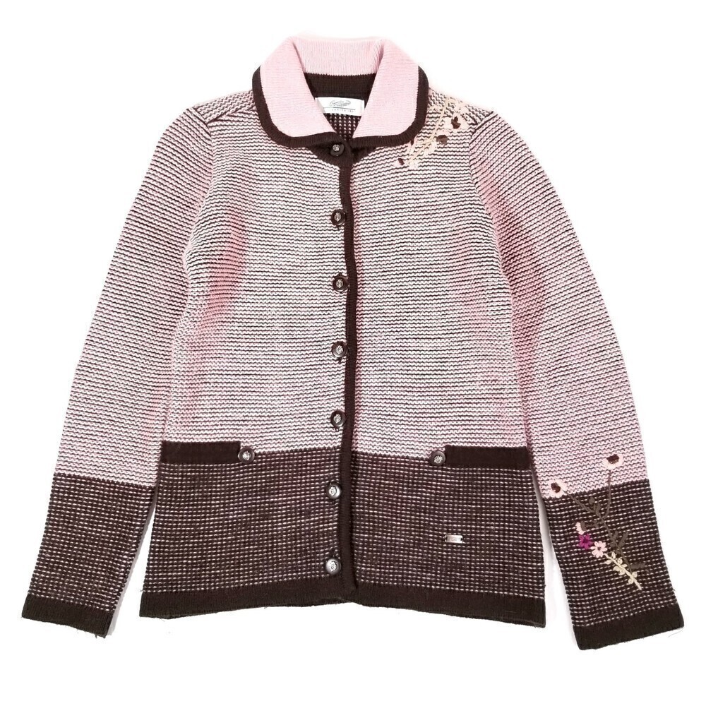 Crocodile International Pink Wool Floral Academia Knit Sweater Twee Retro Unique